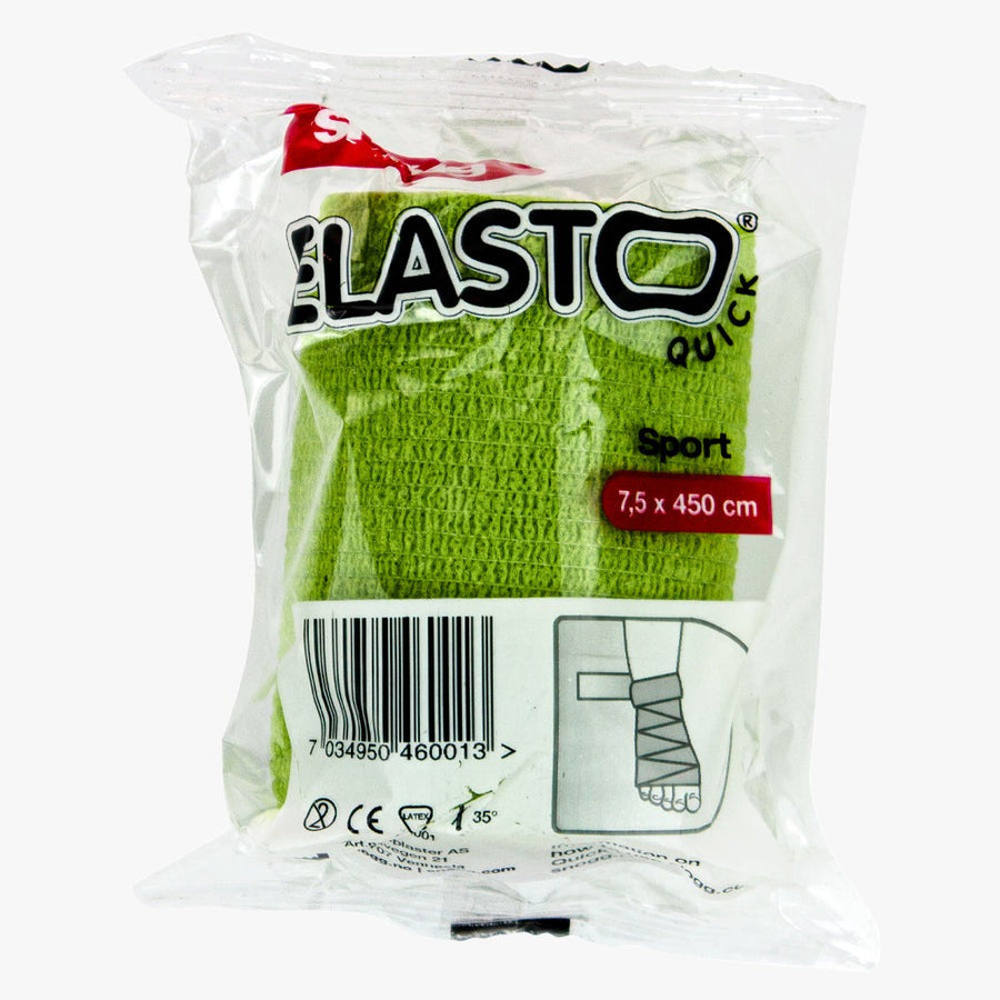 Snögg Elastoquick Sport Elastisk Binda Självhäftande Grön 7,5 cm x 4,5 m