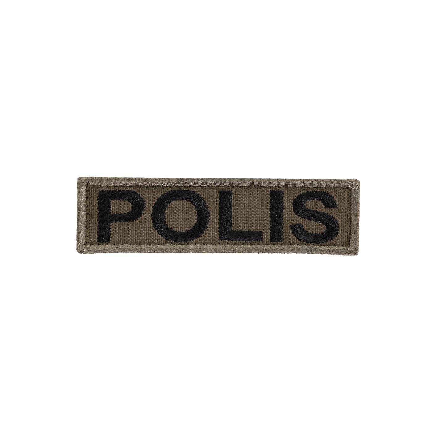 Snigel POLIS-märke (Small) 95 × 25 mm – Kardborremärke (Grå/Svart)