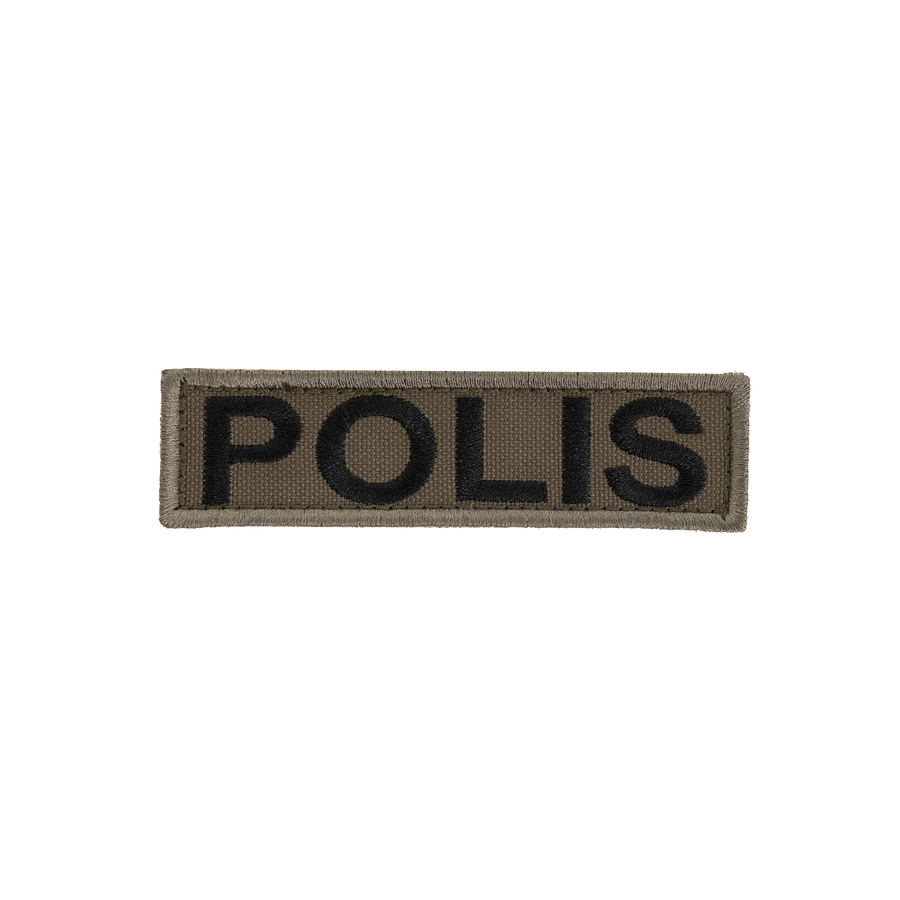 Snigel POLIS-märke (Small) 95 × 25 mm – Kardborremärke (Grå/Svart)
