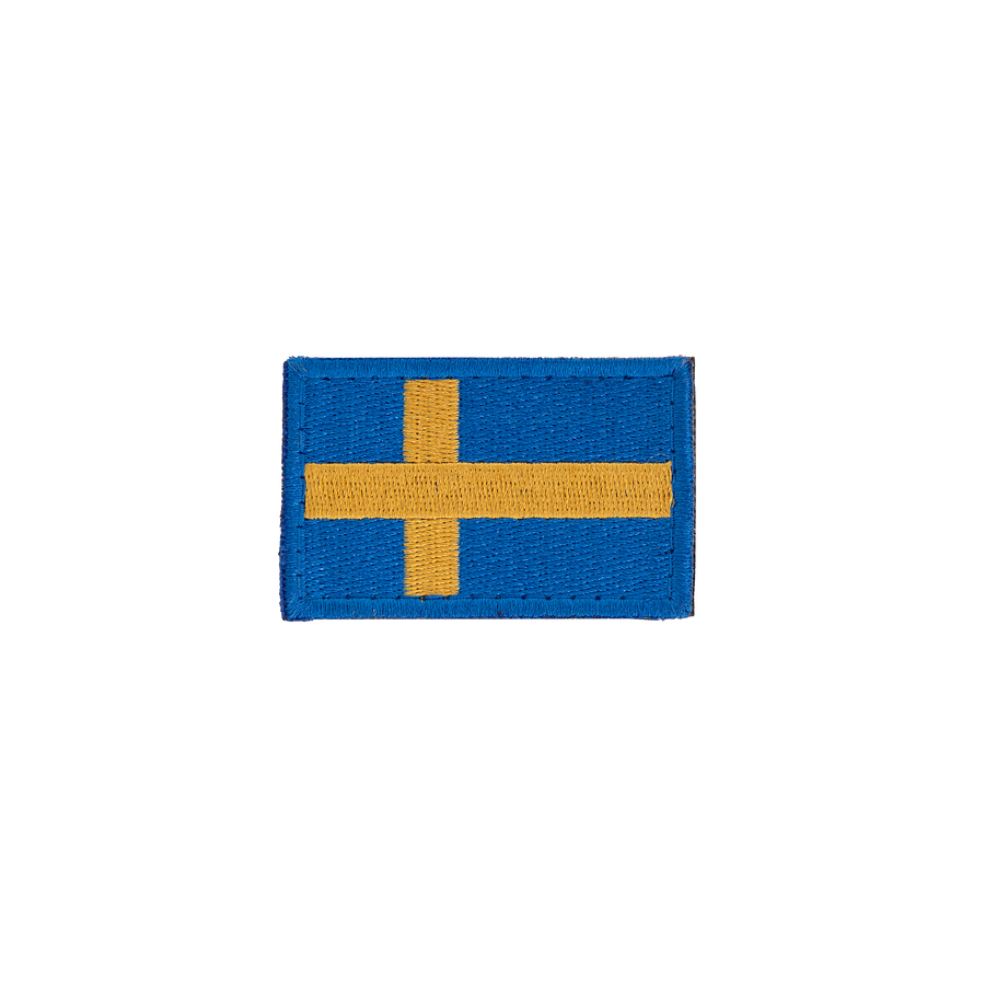 Snigel Svenskt Flaggmärke 40 × 27 mm – Kardborremärke (Blå/Gul)