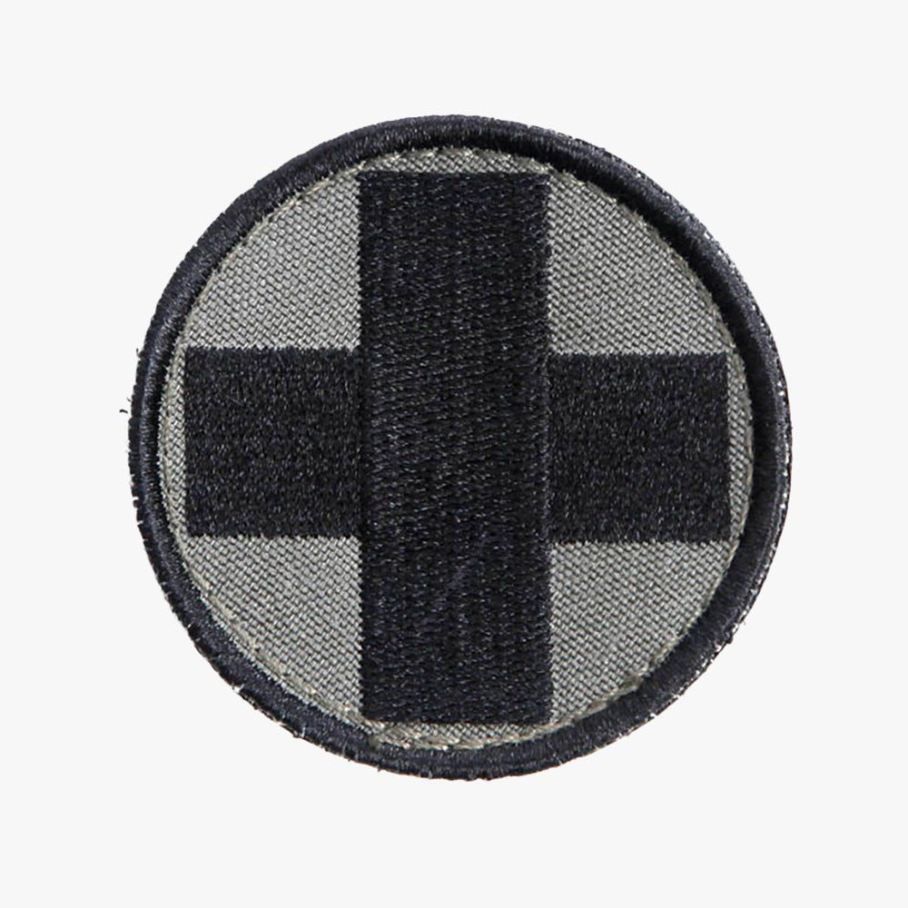 Snigel Sjukvårdsmärke (Rund) Ø 60 mm – Kardborremärke (Grå/Svart)