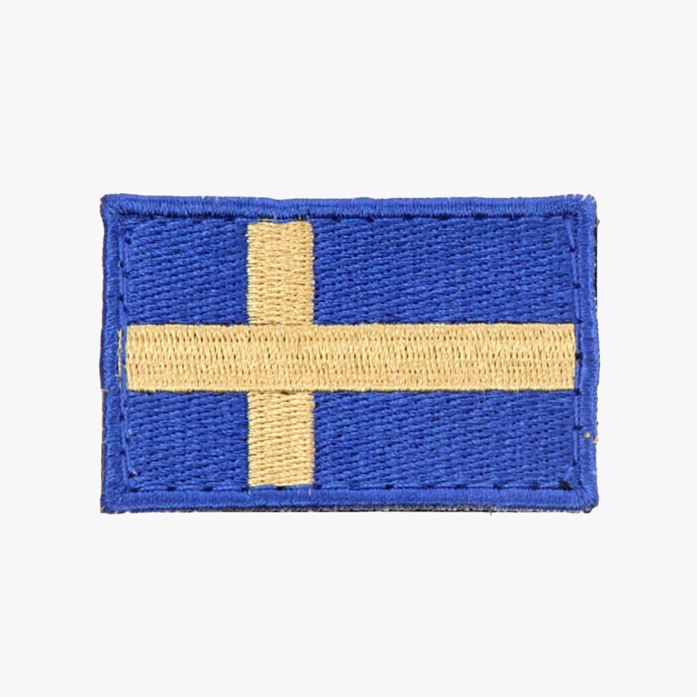 Snigel Svenskt Flaggmärke 40 × 27 mm – Kardborremärke (Blå/Gul)