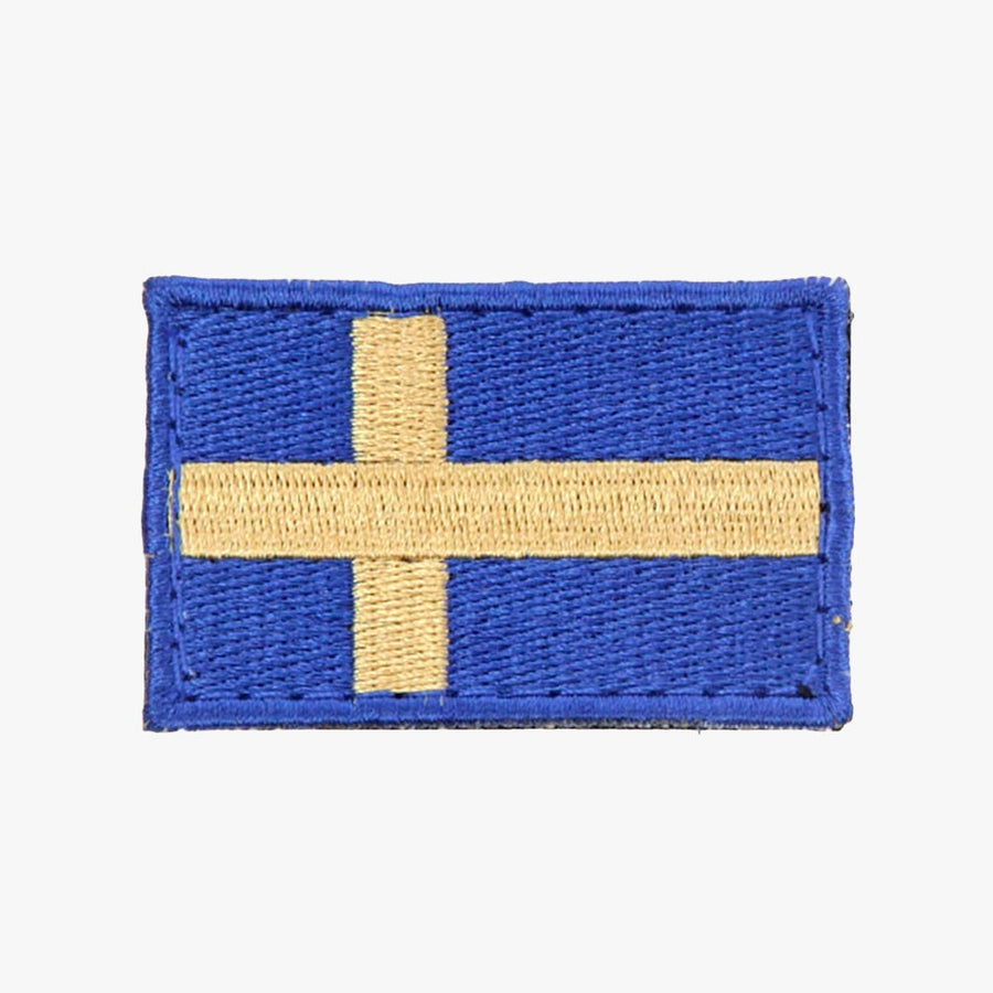 Snigel Svenskt Flaggmärke 40 × 27 mm – Kardborremärke (Blå/Gul)