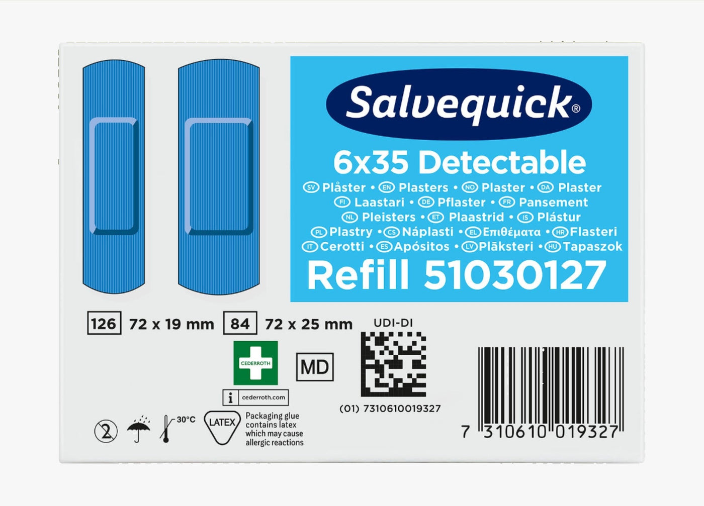 Cederroth Blue Detectable Plåster 6 paket
