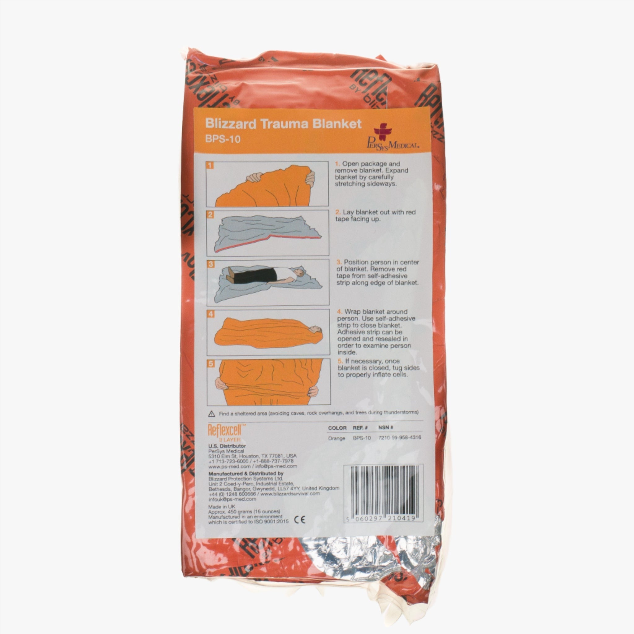 Blizzard Räddningsfilt Orange 230 x 196 cm TOG 5 isolering