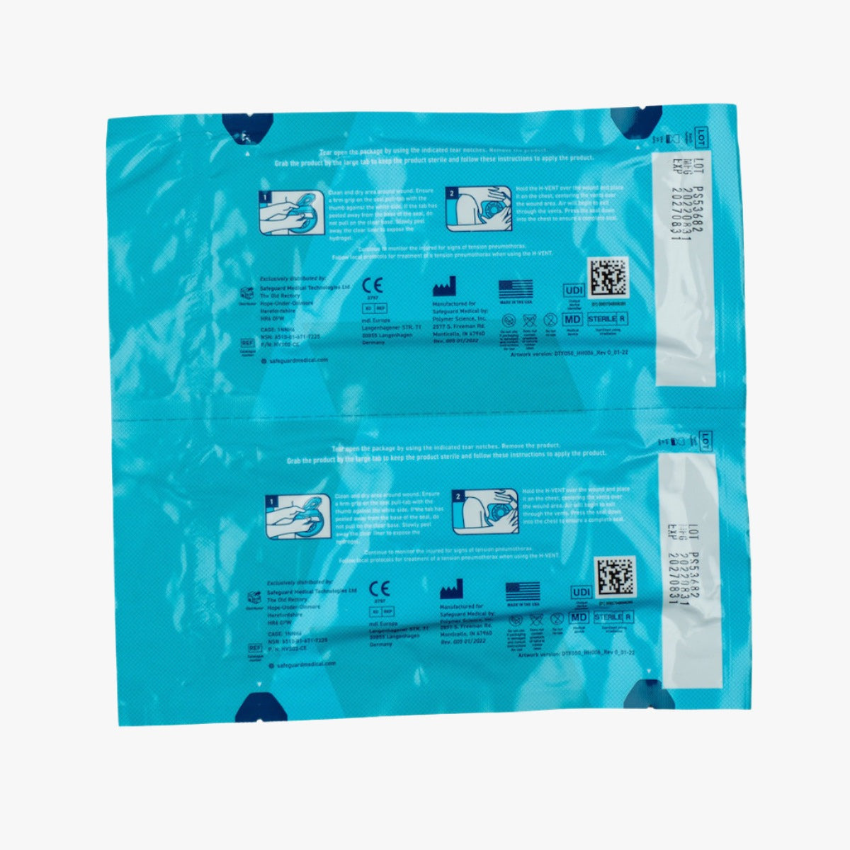 H&H Hyvent Vented Chest Seal Twin Pack (23 x 21 cm)